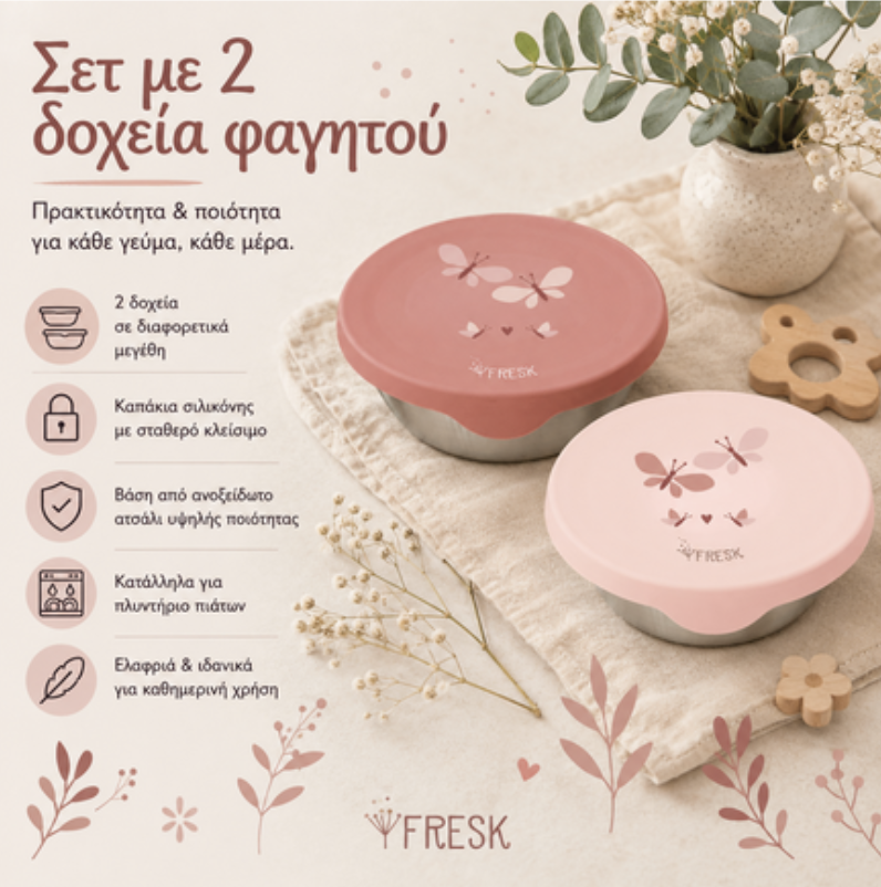 Σετ 2 Δοχεία Φαγητού Butterfly Σετ 2 Δοχεία Φαγητού Butterfly